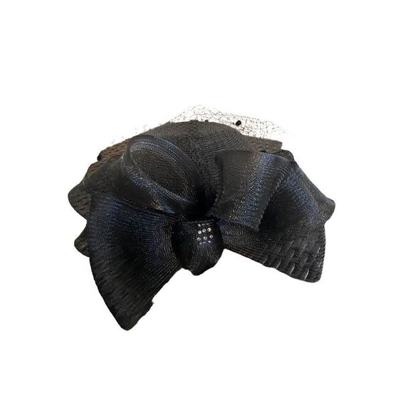 Unbranded women’s vintage black tulle pill hat with Bow - Picture 1 of 4